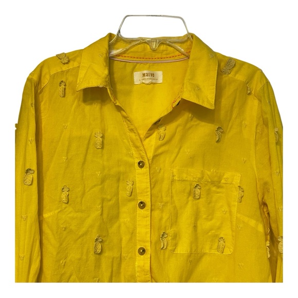 Maeve by Anthropologie | pineapple button down shirt Size 6 yellow - Picture 4 of 9